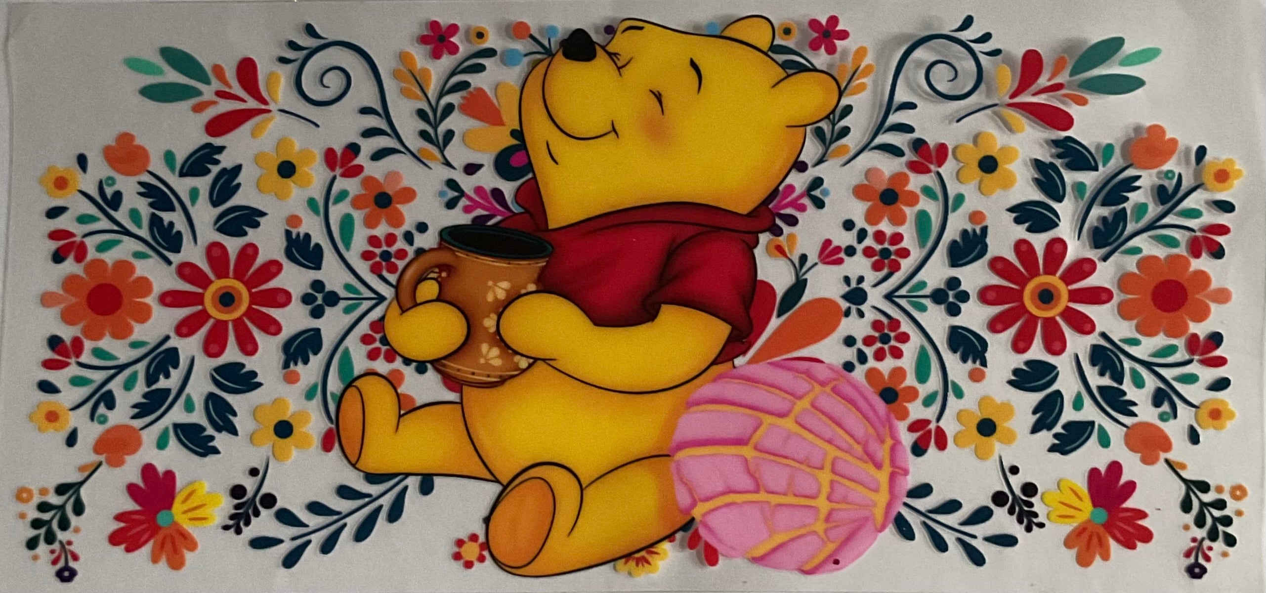 Winnie the Pooh and flowers