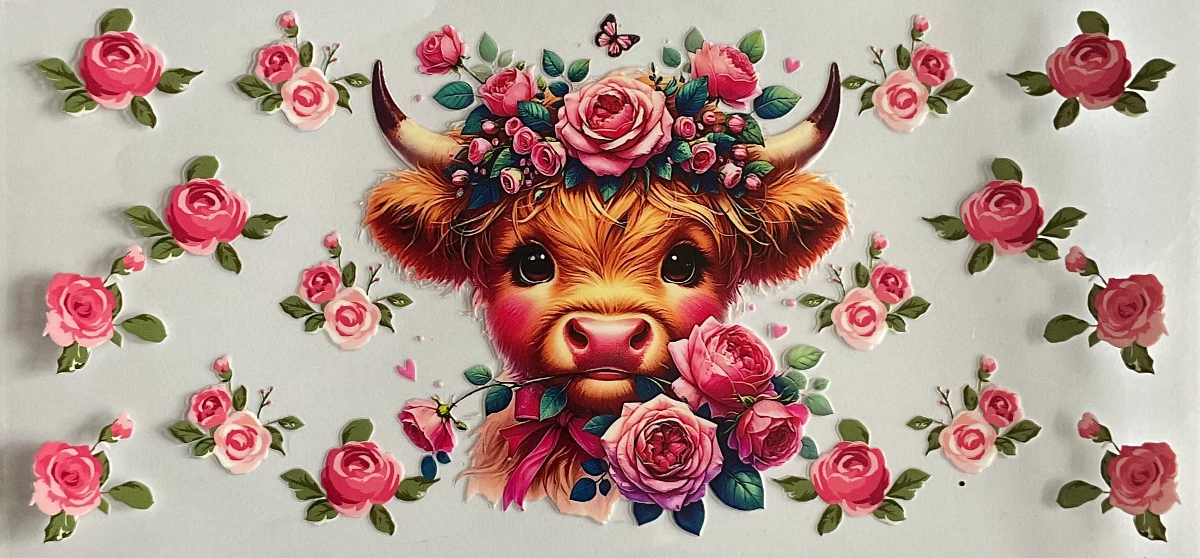 Highland cow and flowers
