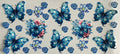 Blue butterflies and flowers