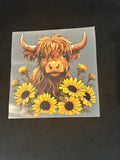 Highland cow and flowers