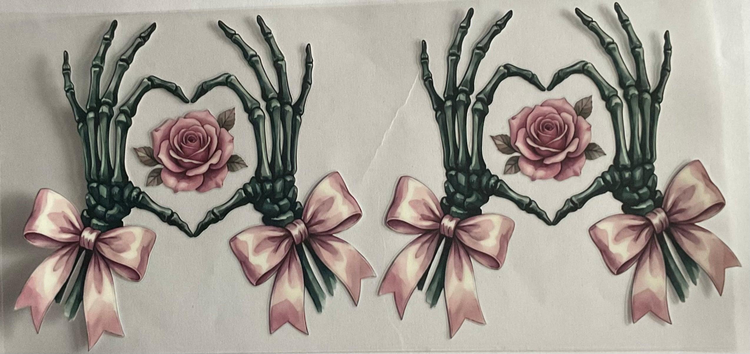 Hand heart, flowers and bows