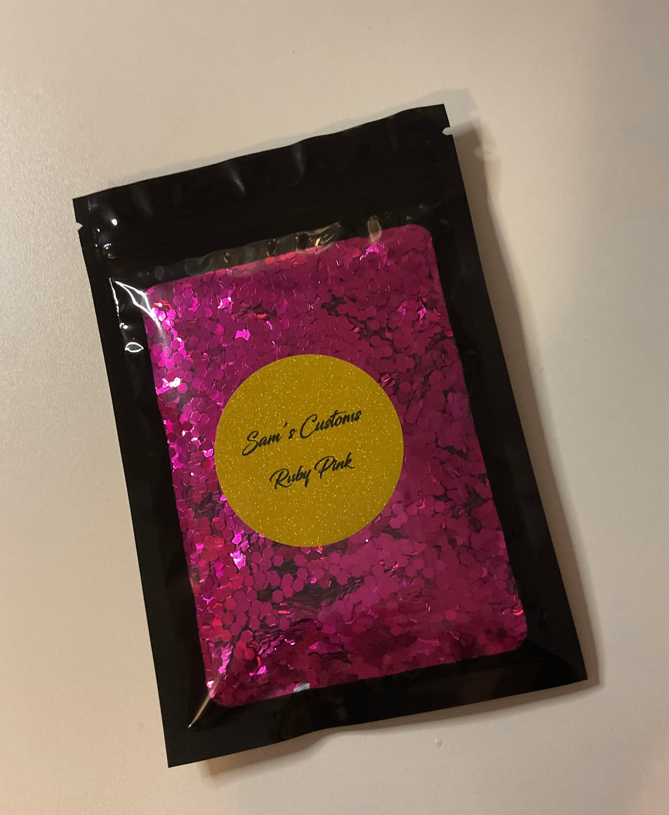 Ruby pink chunky glitter